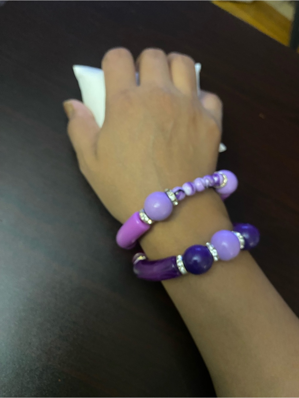 Purple Bead Stretch bangles Bracelet Set - Women's Jewelry